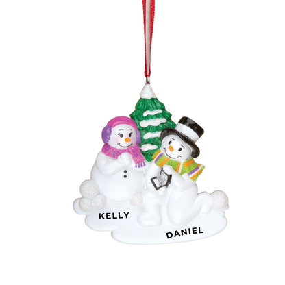 Personalized Engagement Snow Couple Ornament- Custom Holiday Gift