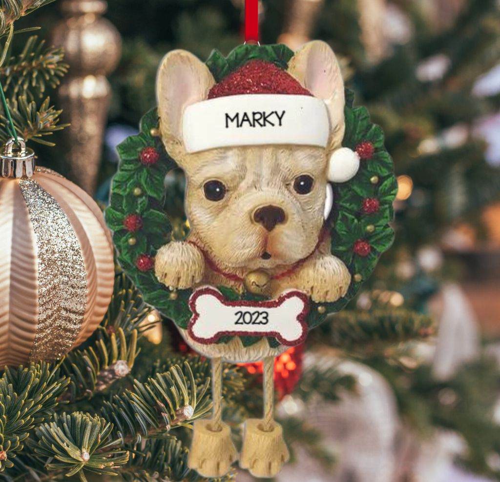 Personalized FRENCH Bulldog Dog Ornament - Custom Holiday Gift