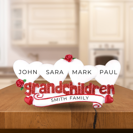 Personalized Grandchildren 4- Table Topper Stand Decoration - Custom Holiday Gift