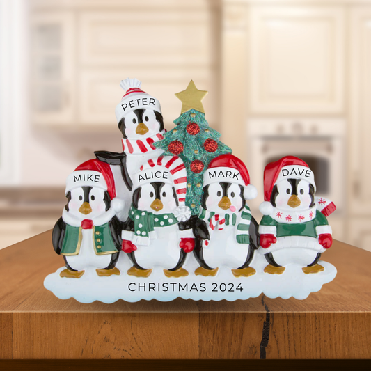 Personalized Winter Family of 5 Table Topper -Custom Holiday Gift