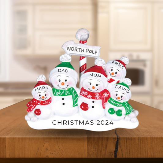 Personalized Northpole Family of 5- Table Topper Stand Decoration- Custom Holiday Gift