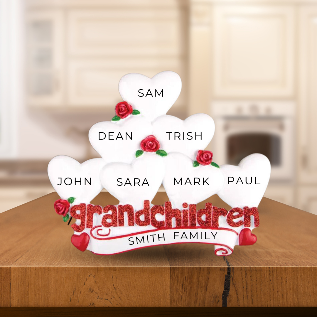 Personalized Grandchildren 7- Table Topper Stand Decoration - Custom Holiday Gift