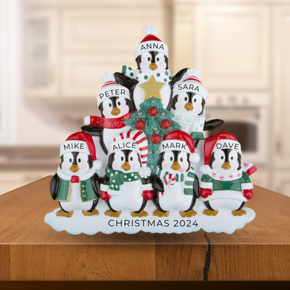 Personalized Winter Family of 7 Table Topper - Custom Holiday Gift