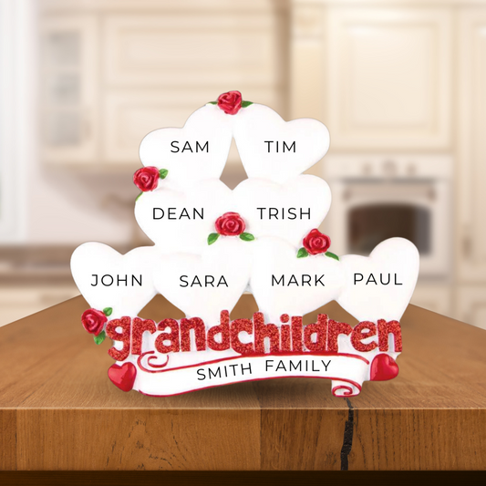 Personalized Grandchildren 8- Table Topper Stand Decoration - Custom Holiday Gift