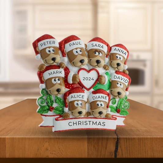 Personalized Brown Bear Family 8 Table Topper - Custom Holiday Gift