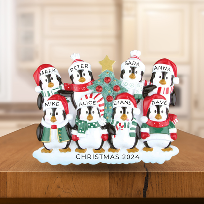 Personalized Winter Family of 8 Table Toppers - Custom Holiday Gift