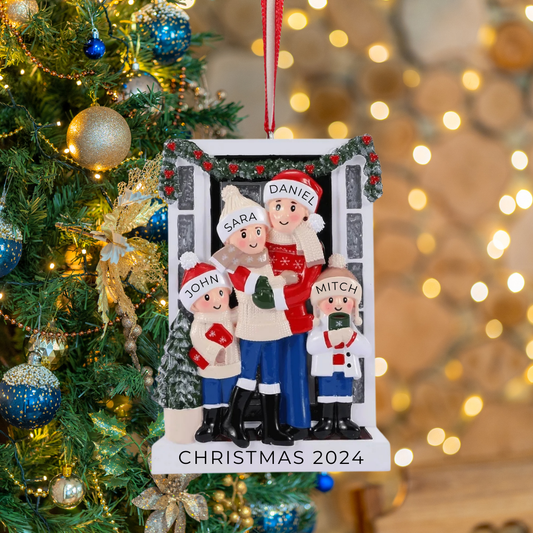 Personalized Farm House Family of 4 Ornament - Custom Holiday Gift