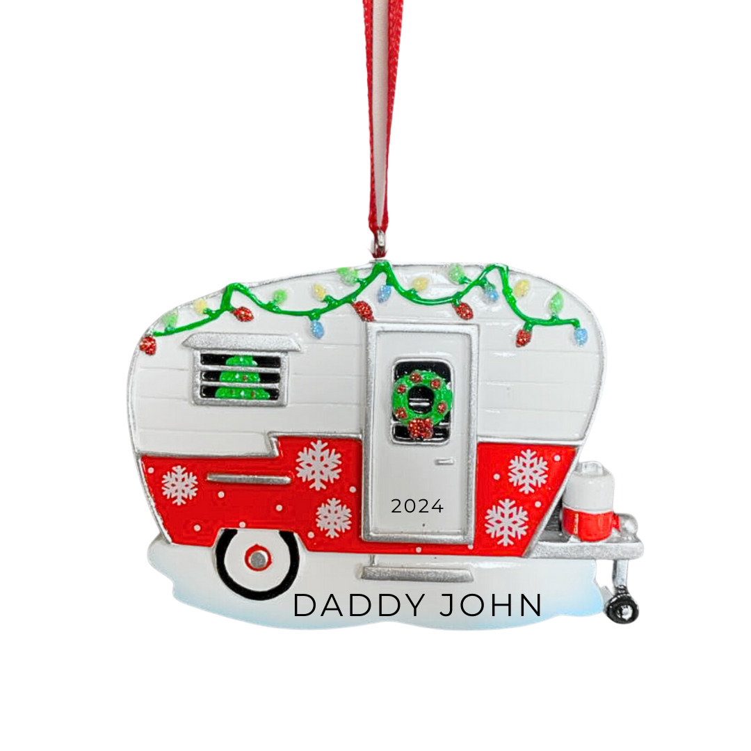 Personalized Festive Trailer Ornament - Custom Holiday Gift