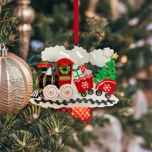 Personalized Festive Train Ornament - Custom Holiday Gift