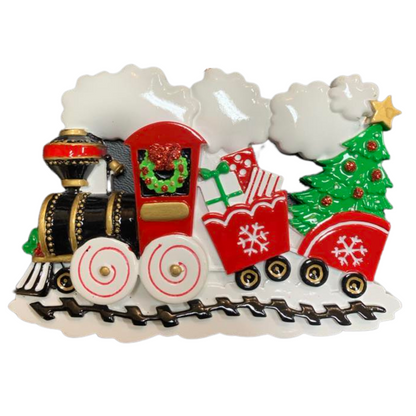 Personalized Festive Train Ornament - Custom Holiday Gift