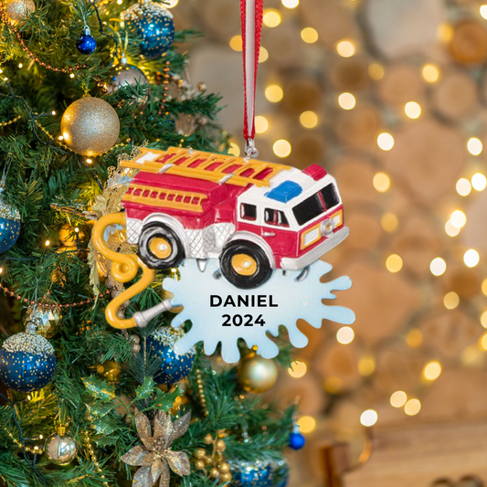 Personalized Fire Truck Ornament - Custom Holiday Gift