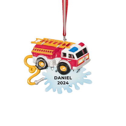 Personalized Fire Truck Ornament - Custom Holiday Gift