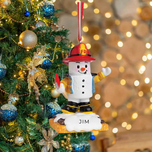 Personalized Fireman Snowman Ornament - Custom Holiday Gift