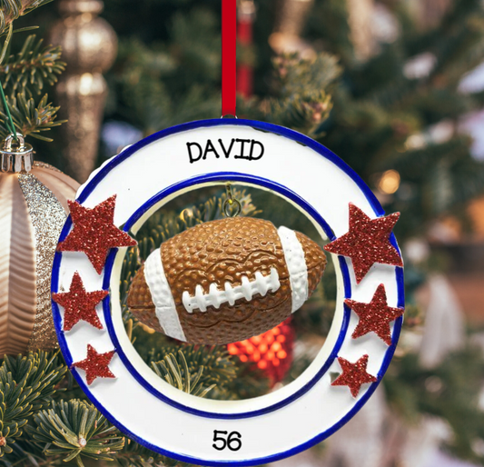 Personalized Football - 3D Ornament - Custom Holiday Gift