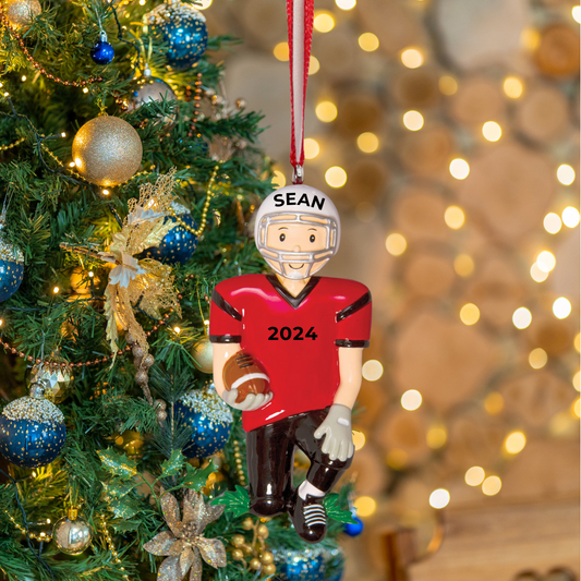 Personalized Football Player Ornament - Custom Holiday Gift