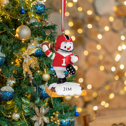 Personalized Football Snowman Ornament - Custom Holiday Gift