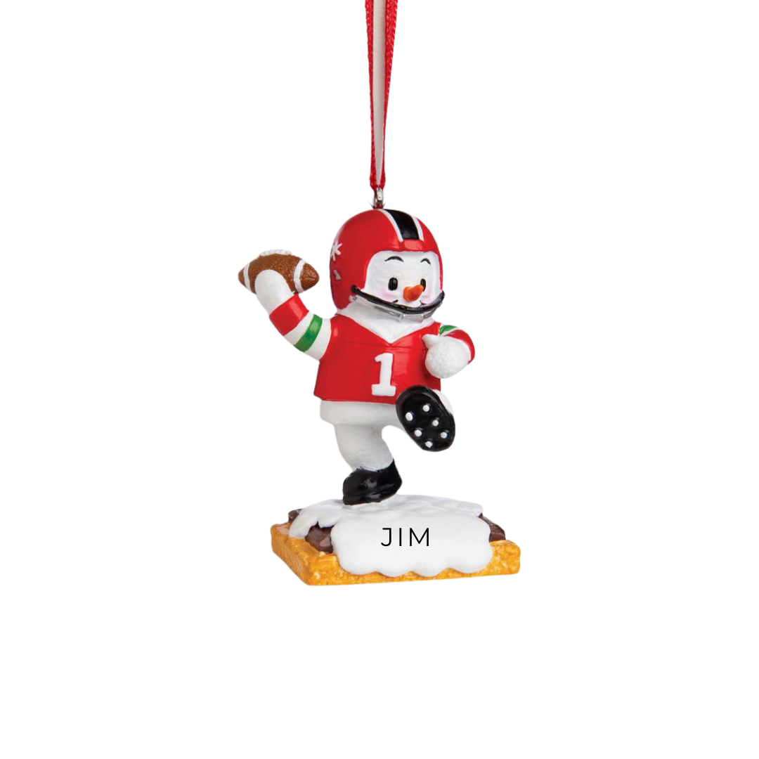 Personalized Football Snowman Ornament - Custom Holiday Gift