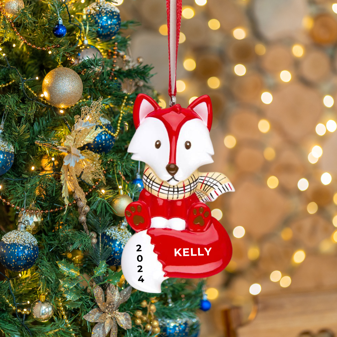 Personalized Fox Ornament - Custom Holiday Gift