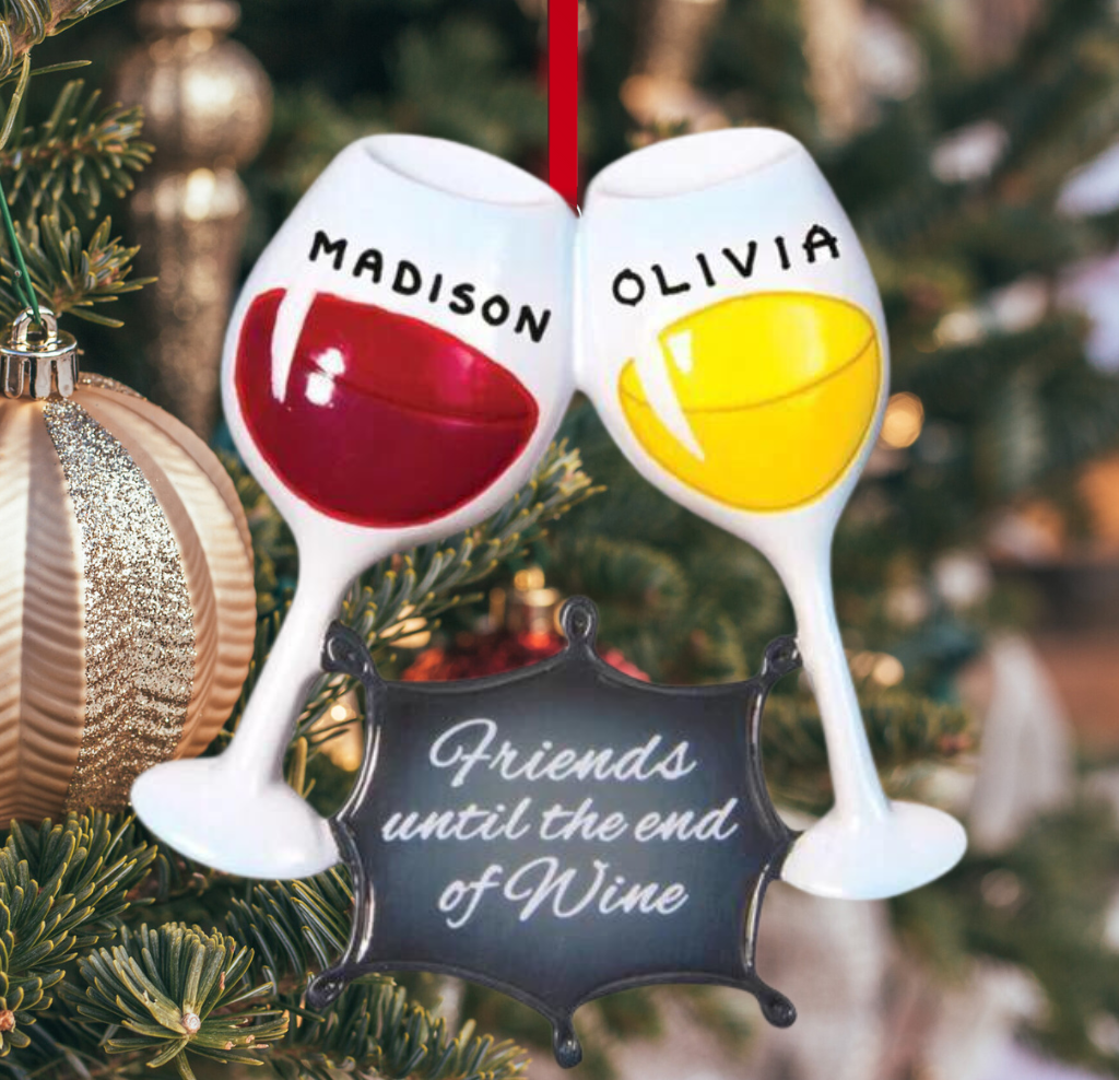 Personalized Friends Until The End of Wine Ornament - Custom Holiday Gift