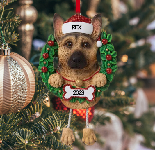 Personalized German Shepherd Dog Ornament - Custom Holiday Gift