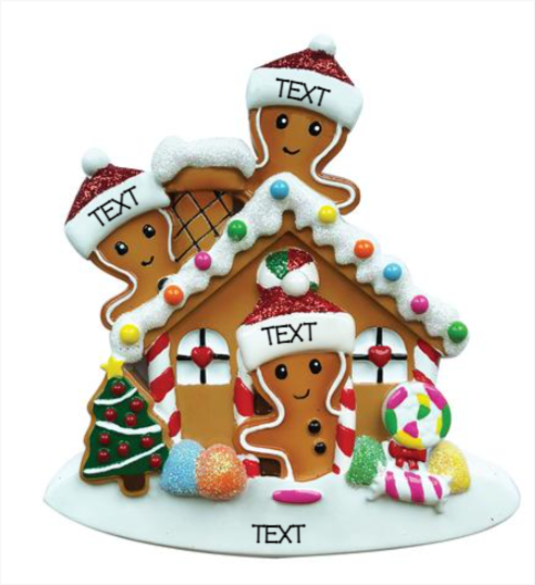 Gingerbread Family of 3 Ornament