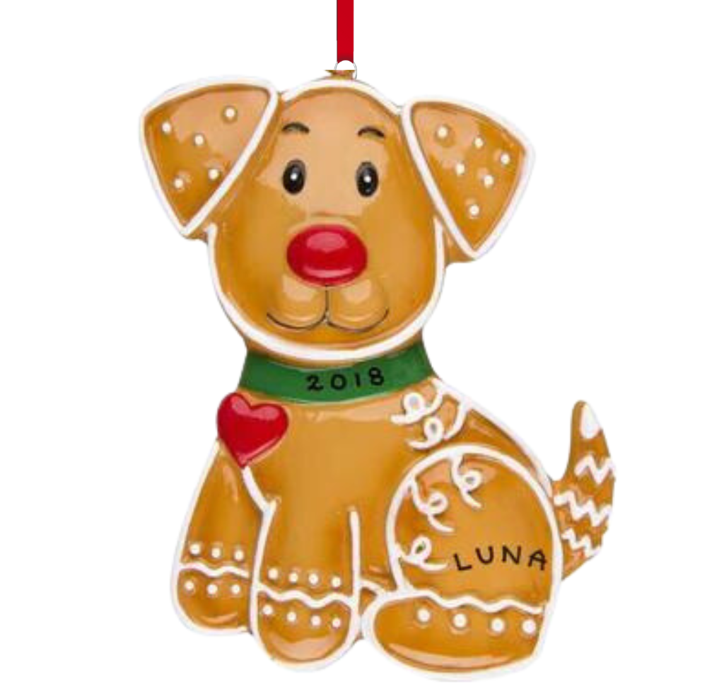 Personalized Gingerbread Dog Ornament - Custom Holiday Gift