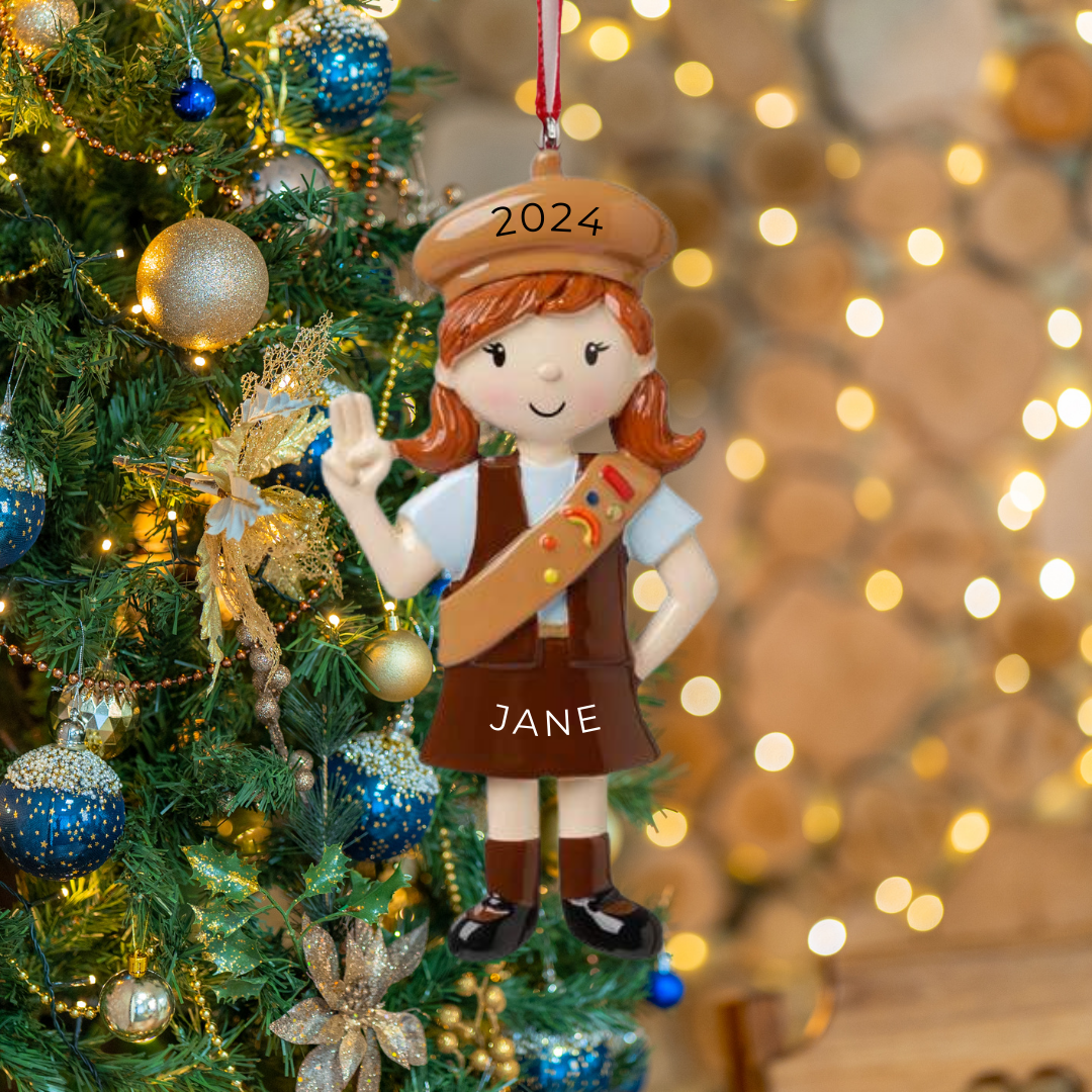 Personalized Girl Scout Ornament - Custom Holiday Gift