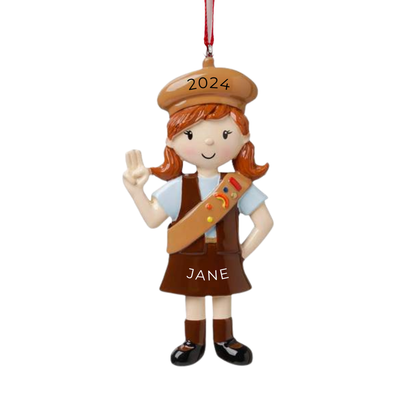 Personalized Girl Scout Ornament - Custom Holiday Gift