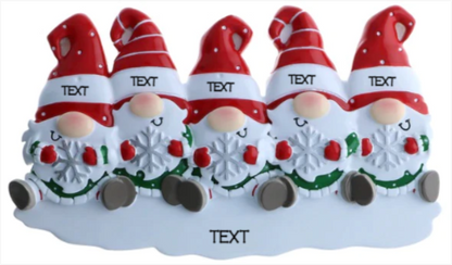 Gnome Family of 5 Ornament