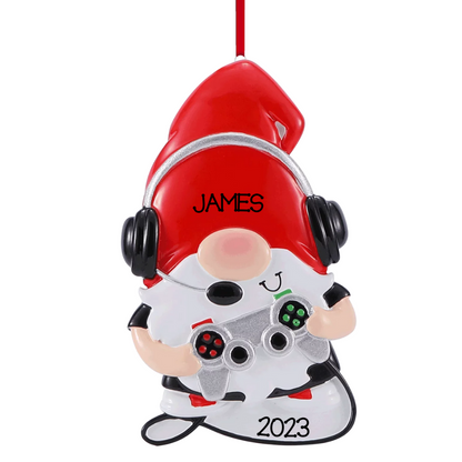 Personalized Gnome Gamer Ornament - Custom Holiday Gift