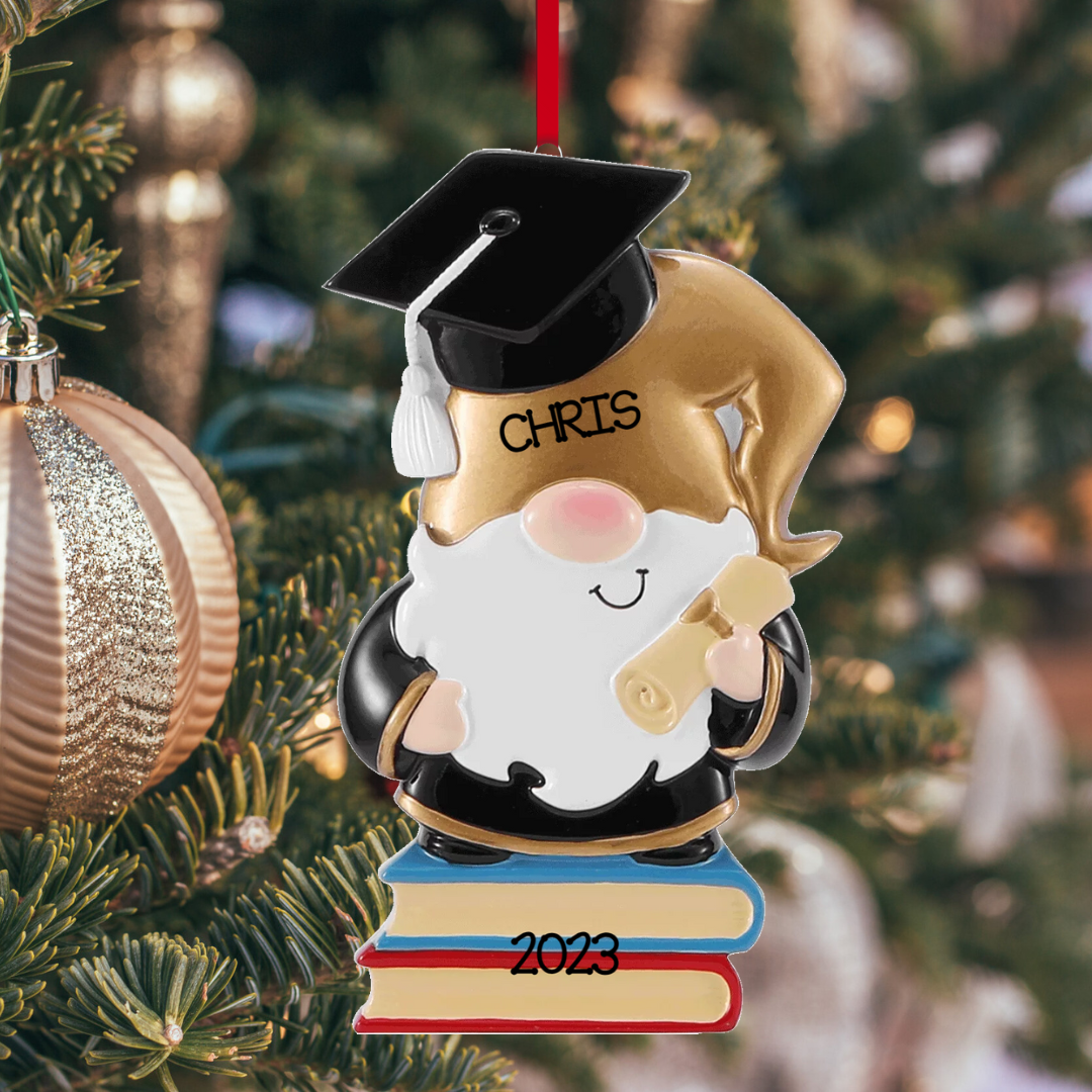 Personalized Gnome Graduate Ornament - Custom Holiday Gift