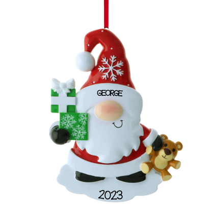 Personalized Gnome Santa Ornament - Custom Holiday Gift