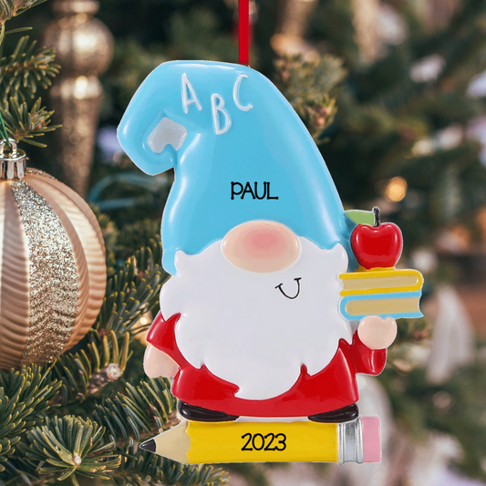 Personalized Gnome Teacher Ornament - Custom Holiday Gift