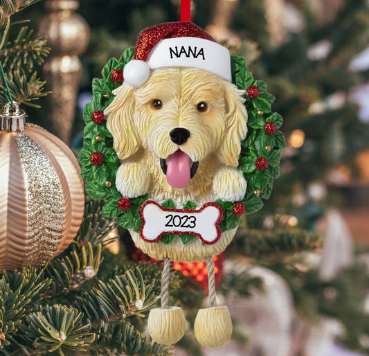 Personalized Golden Doodle Dog Ornament - Custom Holiday Gift