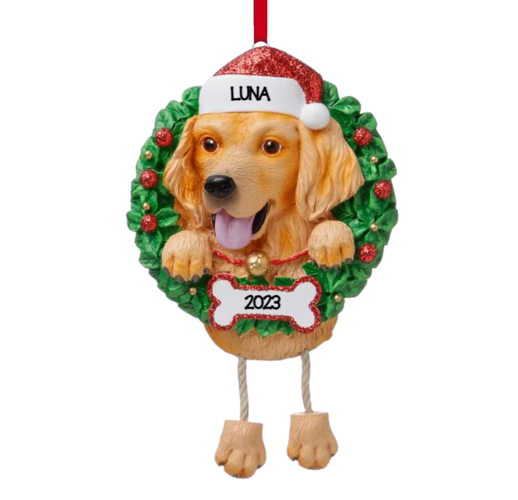 Personalized Golden Retriever Dog Ornament - Custom Holiday Gift