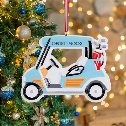 Personalized Golf cart Ornament - Custom Holiday Gift