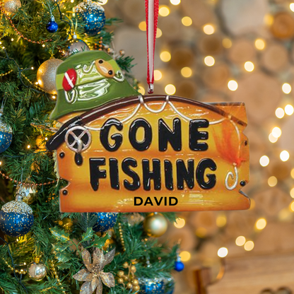 Personalized Gone Fishing Ornament - Custom Holiday Gift