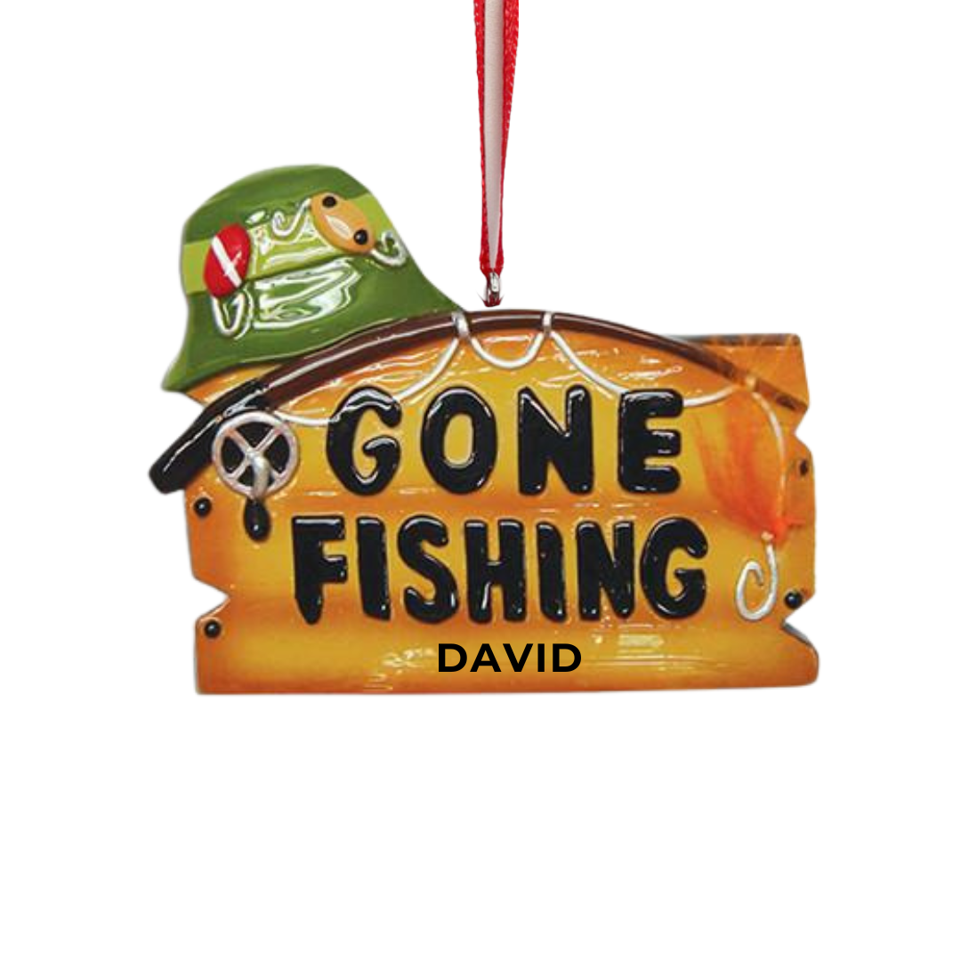 Personalized Gone Fishing Ornament - Custom Holiday Gift