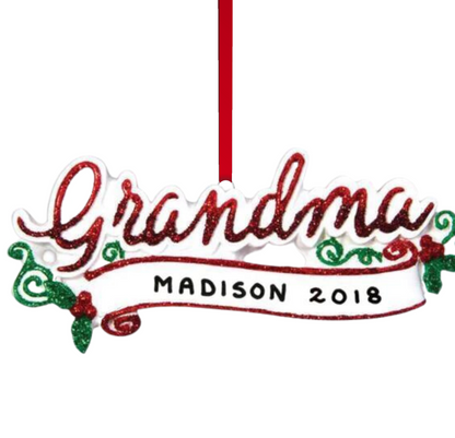 Personalized Grandma Ornament - Custom Holiday Gift