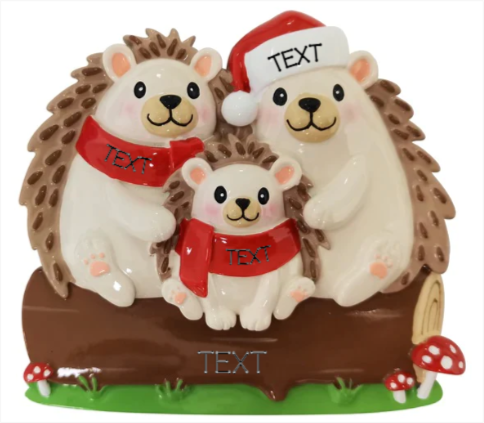 Hedgehog Family of 3 Ornament