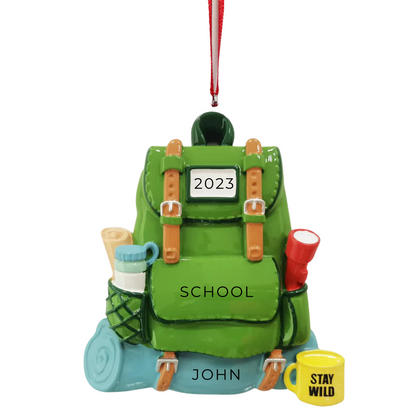 Personalized Hiking Backpack "Stay Wild" Ornament - Custom Holiday Gift