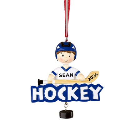 Personalized Hockey Ornament - Custom Holiday Gift