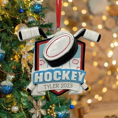 Personalized Hockey Ornament - Custom Holiday Gift