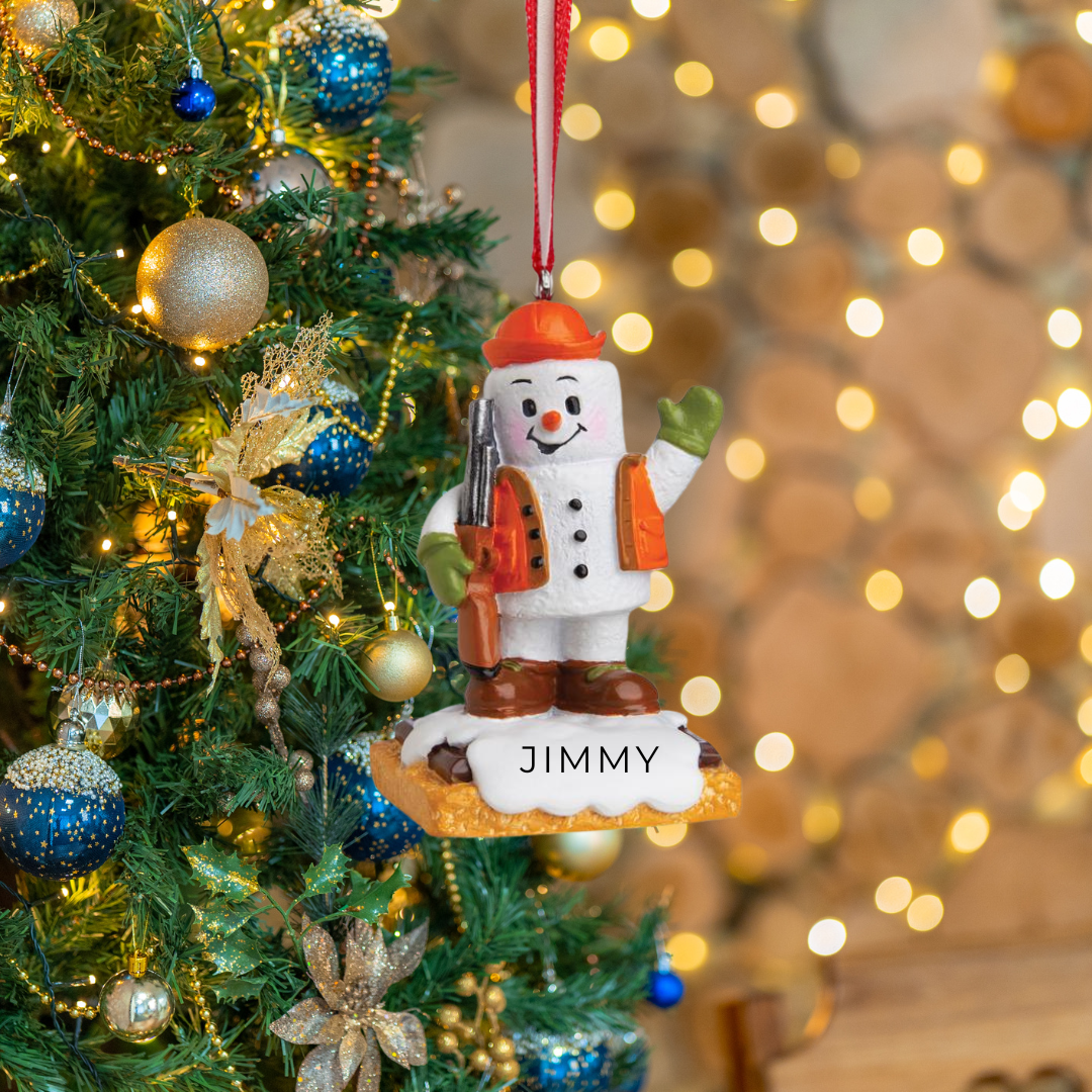 Personalized Hunter Snowman Ornament - Custom Holiday Gift