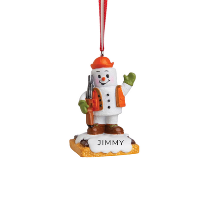 Personalized Hunter Snowman Ornament - Custom Holiday Gift