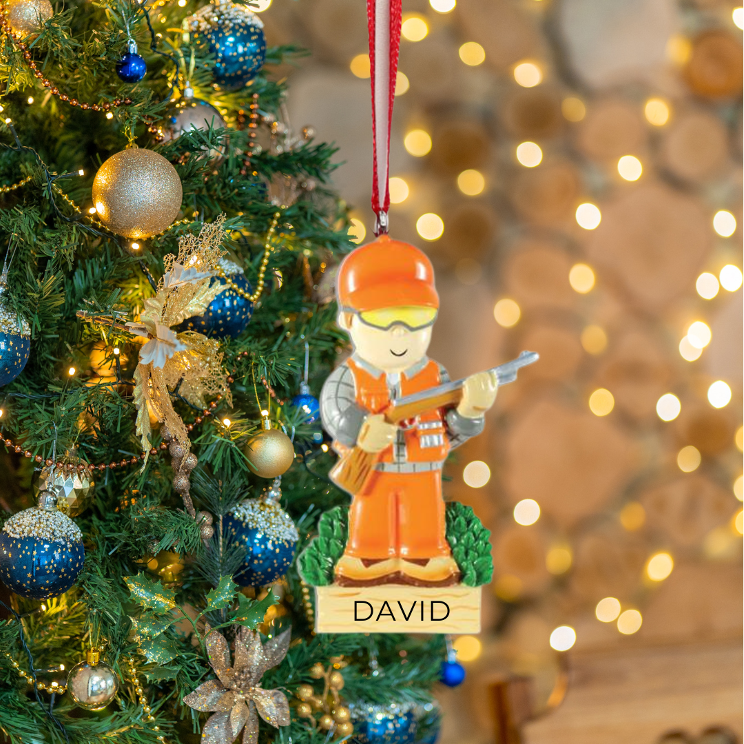 Personalized Hunter in Orange Ornament 
- Custom Holiday Gift