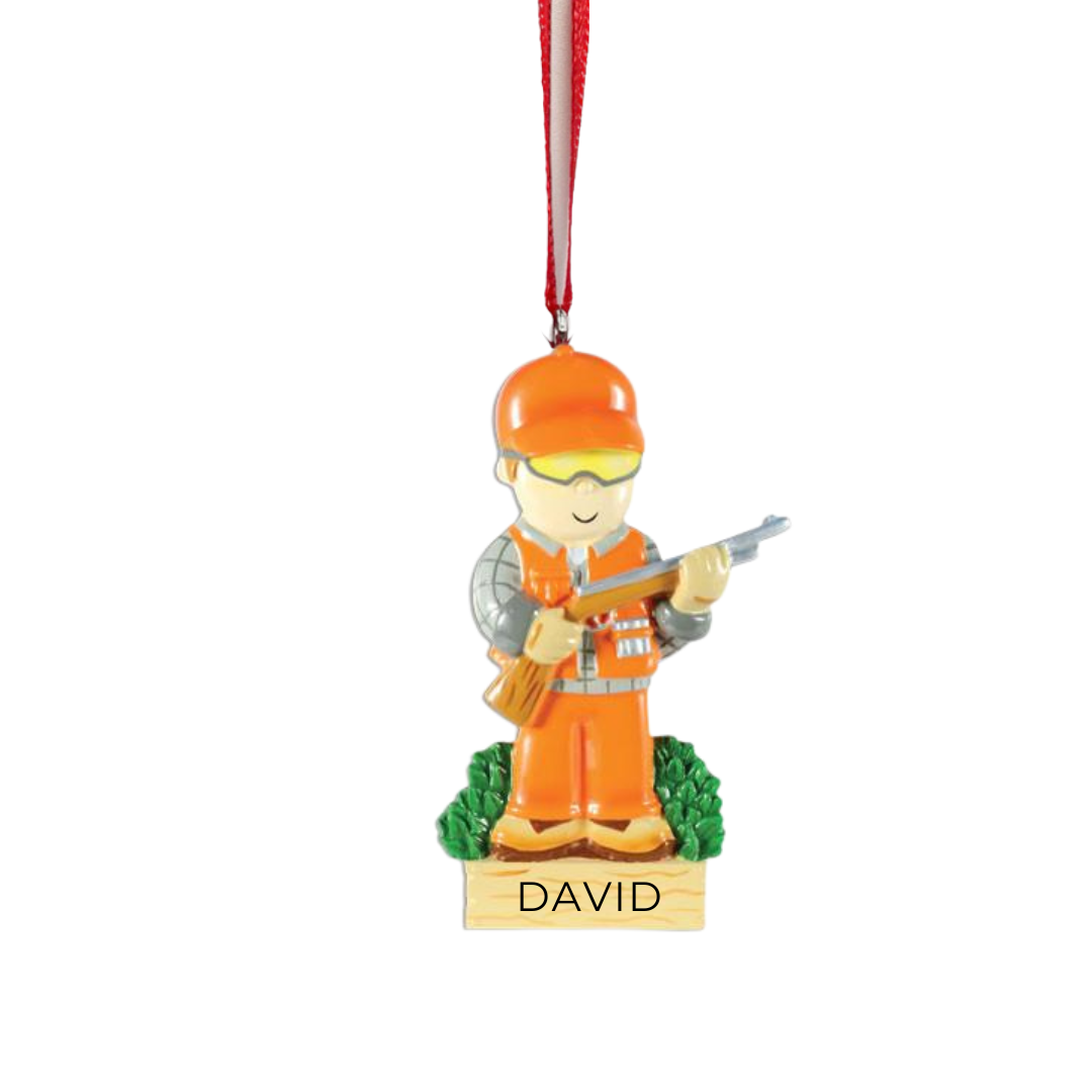 Personalized Hunter in Orange Ornament 
- Custom Holiday Gift