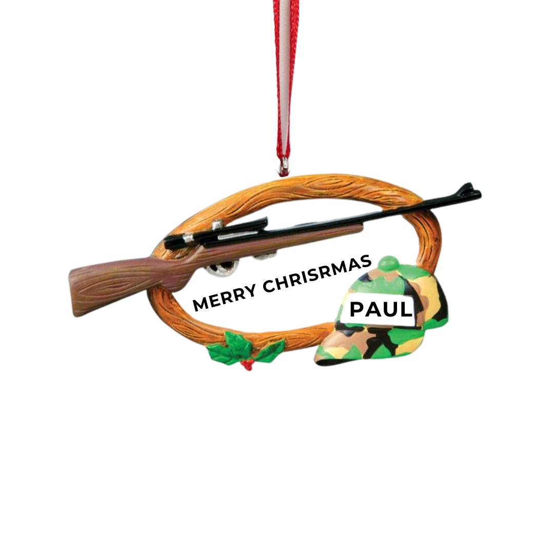 Personalized Hunting with Hat Ornament - Custom Holiday Gift