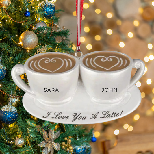 Personalized I Love you a Latte Couple Ornament - Custom Holiday Gift