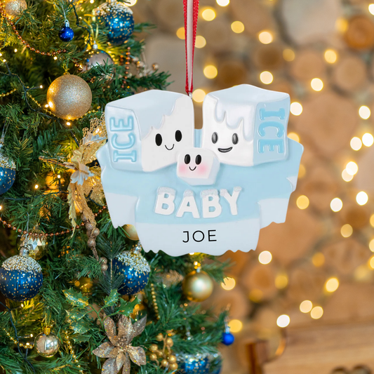 Personalized Ice Ice Baby Expecting Ornament - Custom Holiday Gift